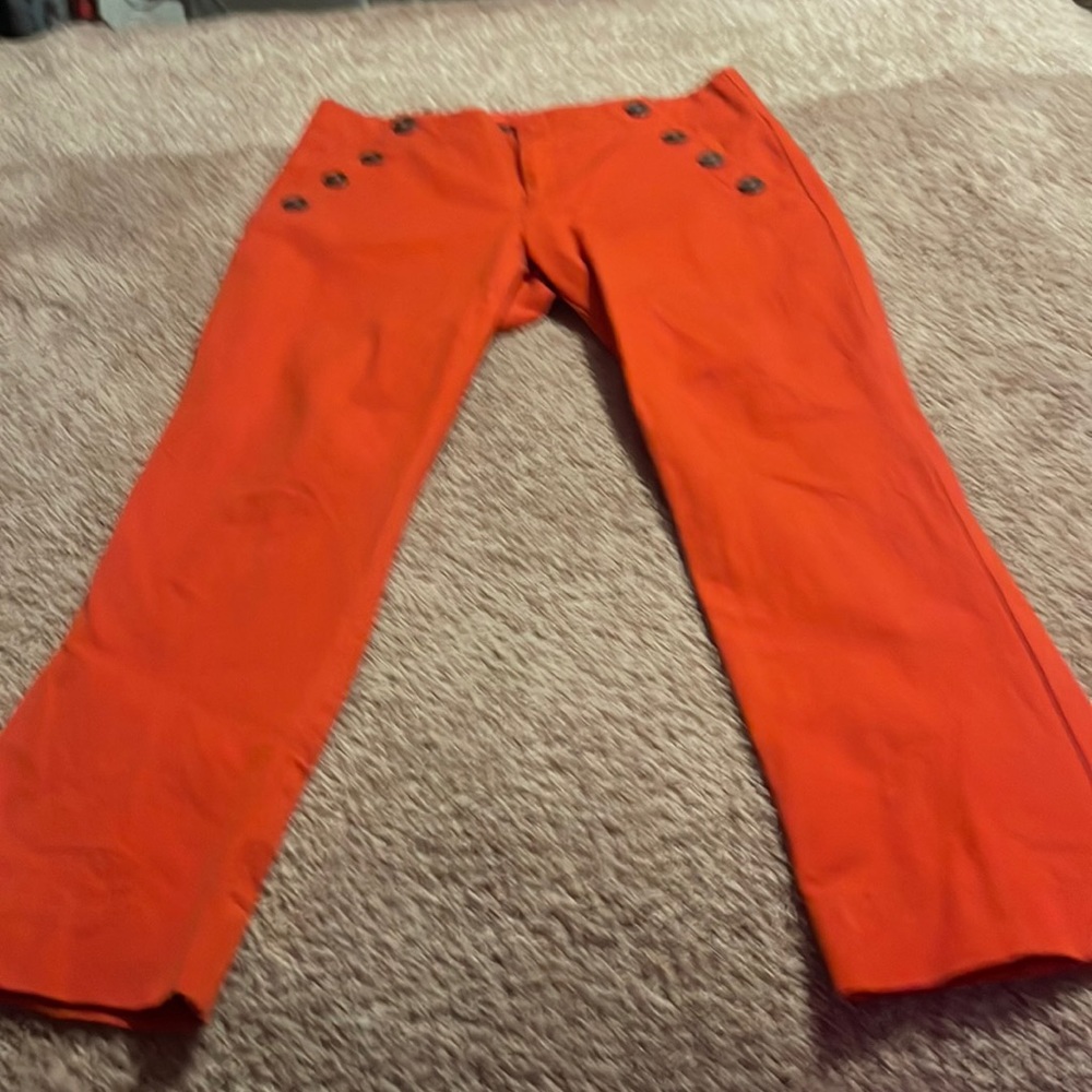 Anthropologie The Essential Slim Trouser in Red Size 8 Large Buttons